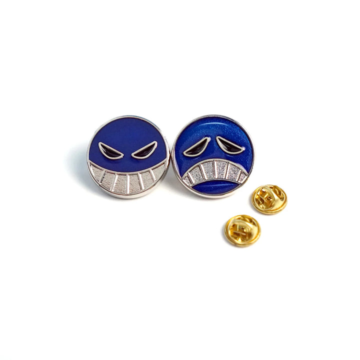 One Piece Enamel Pin Ace Happy & Sad Faces Set