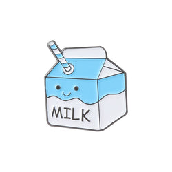 Cutesy Food Enamel Pin Happy Milk Carton